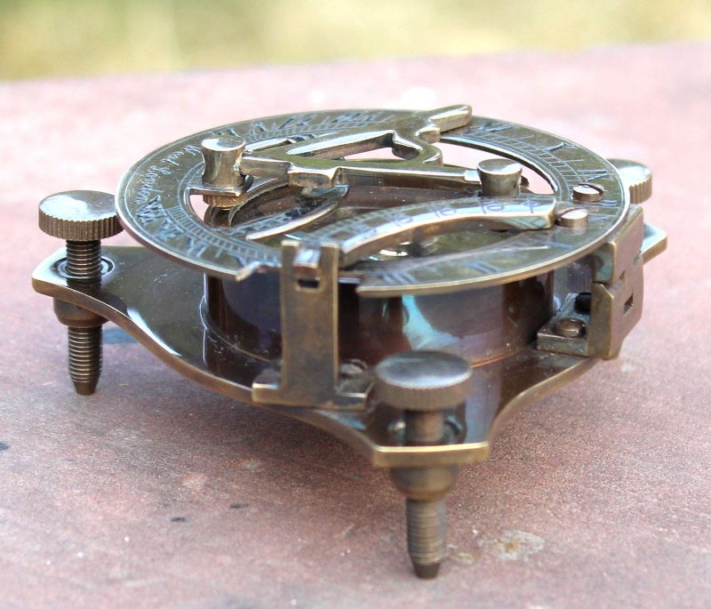 Medieval Replicas Vintage Antique Style Brass Sundial Compass Maritime Nautical Compass Desk Decor - Image 2